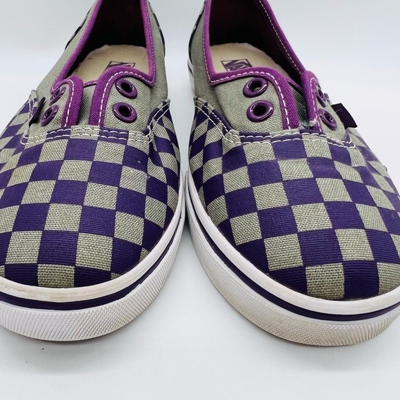VANS ATHLETIC UNISE SHOES PURPLE AND GRAY CHECKERED WOMENS SIZE 6 - Picture 13 of 13